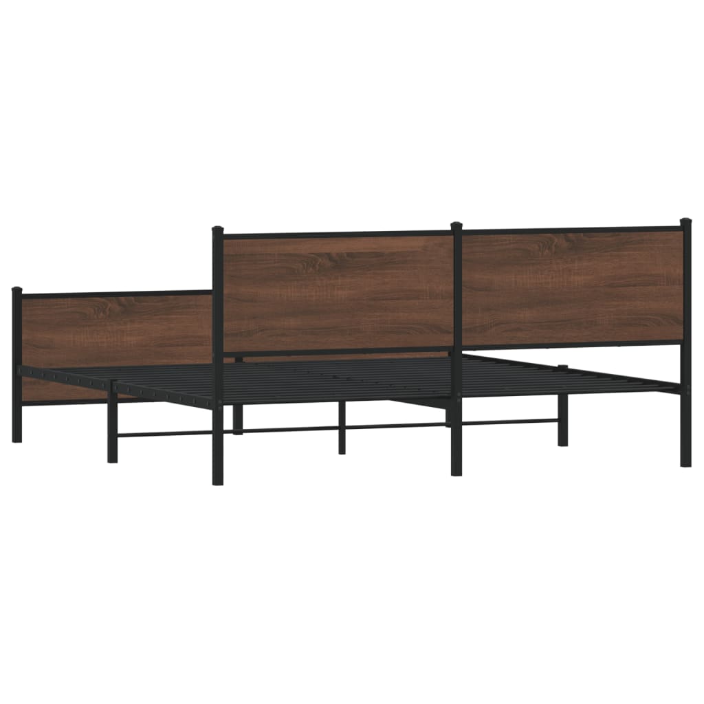 vidaXL Metal Bed Frame without Mattress Brown Oak 193x203 cm
