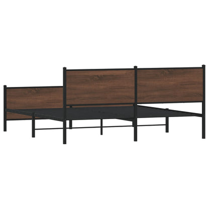 vidaXL Metal Bed Frame without Mattress Brown Oak 193x203 cm