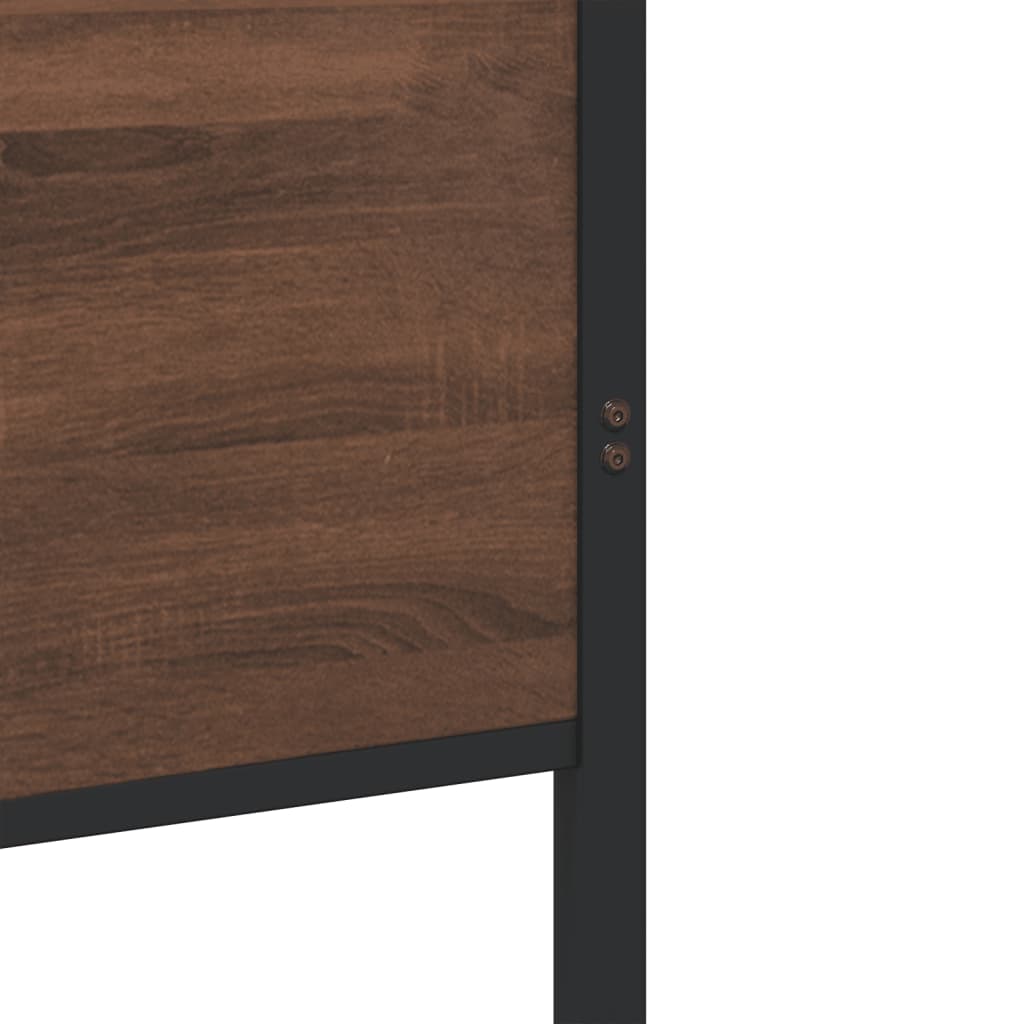 vidaXL Metal Bed Frame without Mattress Brown Oak 193x203 cm