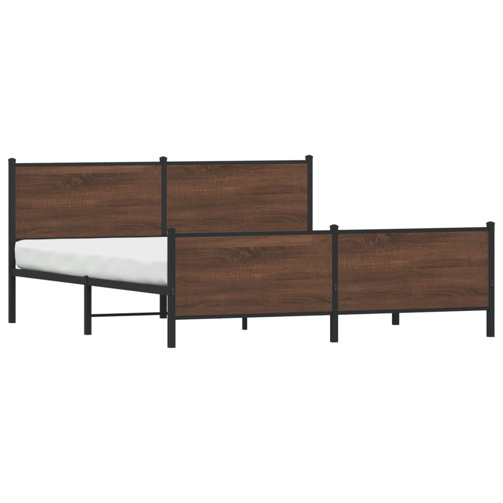 vidaXL Metal Bed Frame without Mattress Brown Oak 200x200 cm