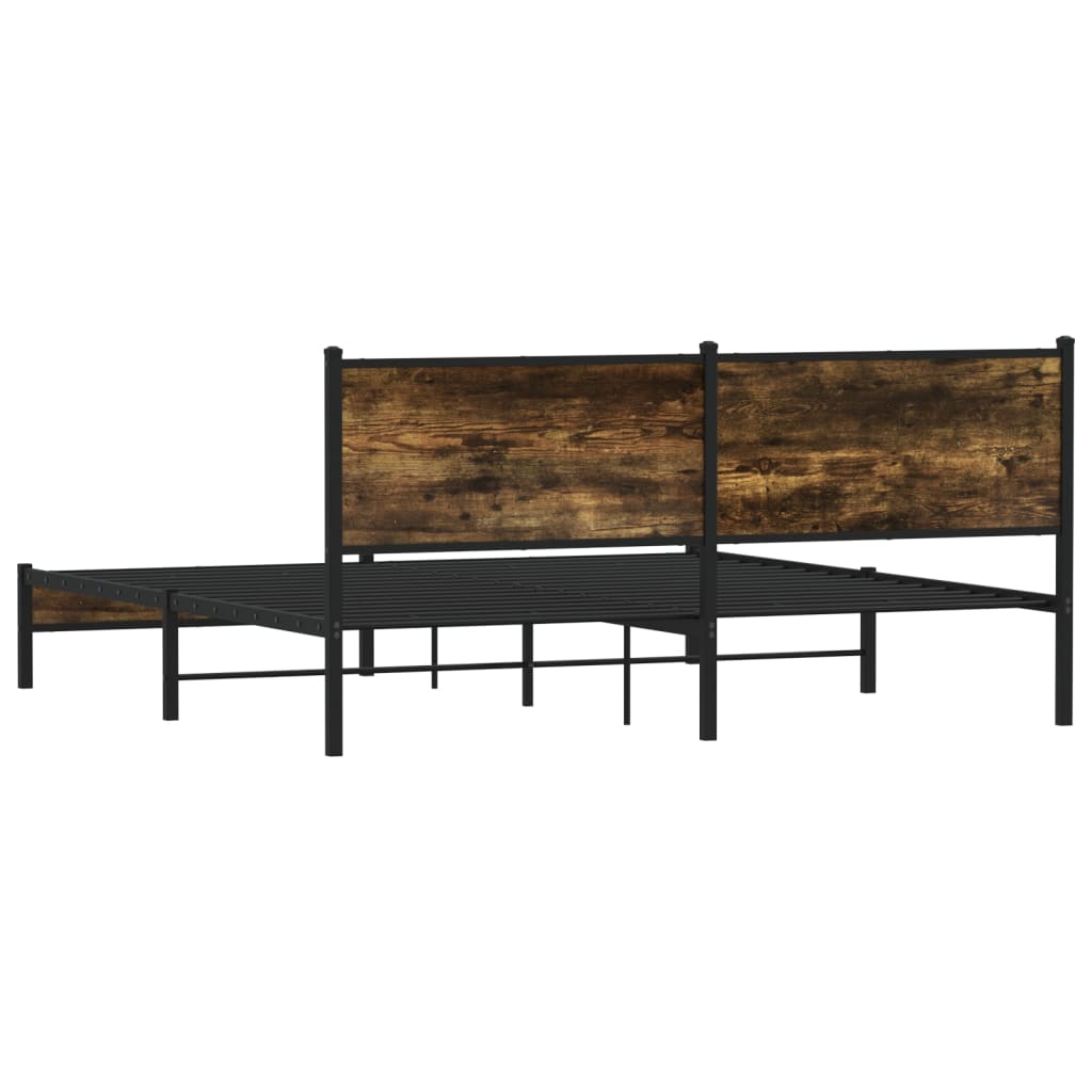 vidaXL Metal Bed Frame without Mattress Smoked Oak 180x200 cm Super King