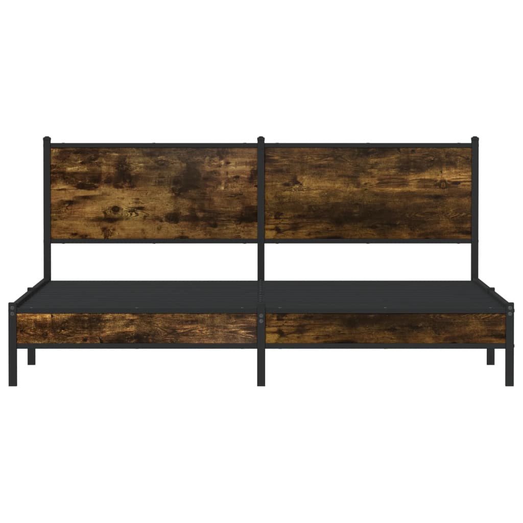 vidaXL Metal Bed Frame without Mattress Smoked Oak 183x213 cm