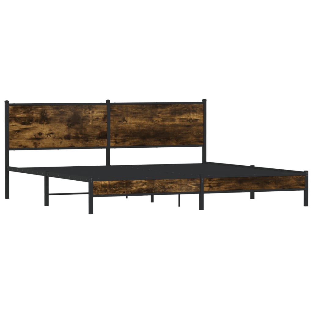 vidaXL Metal Bed Frame without Mattress Smoked Oak 193x203 cm