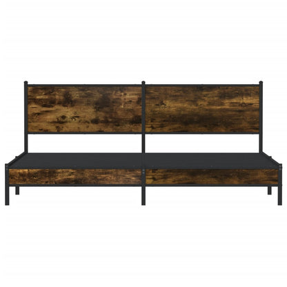 vidaXL Metal Bed Frame without Mattress Smoked Oak 193x203 cm