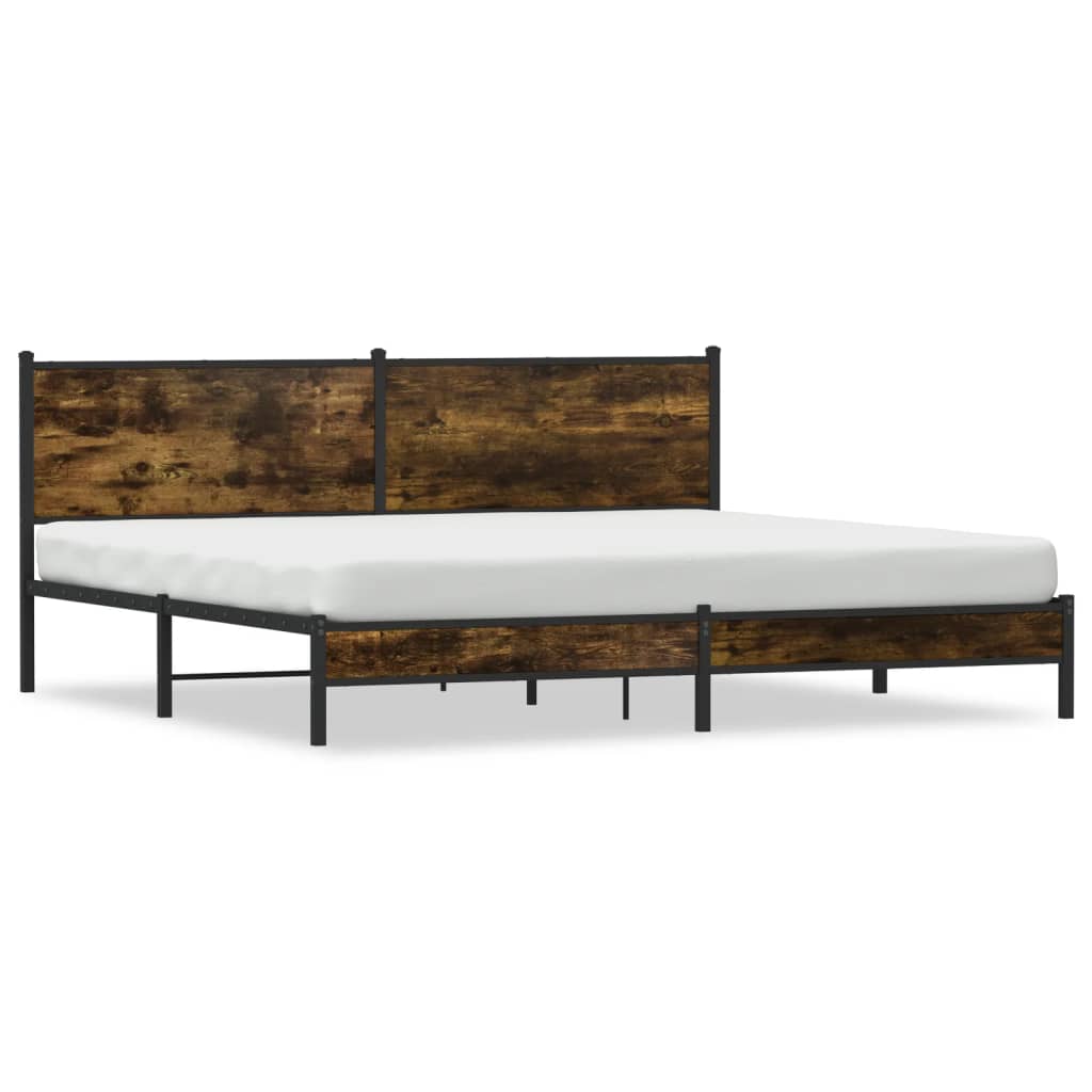 vidaXL Metal Bed Frame without Mattress Smoked Oak 200x200 cm