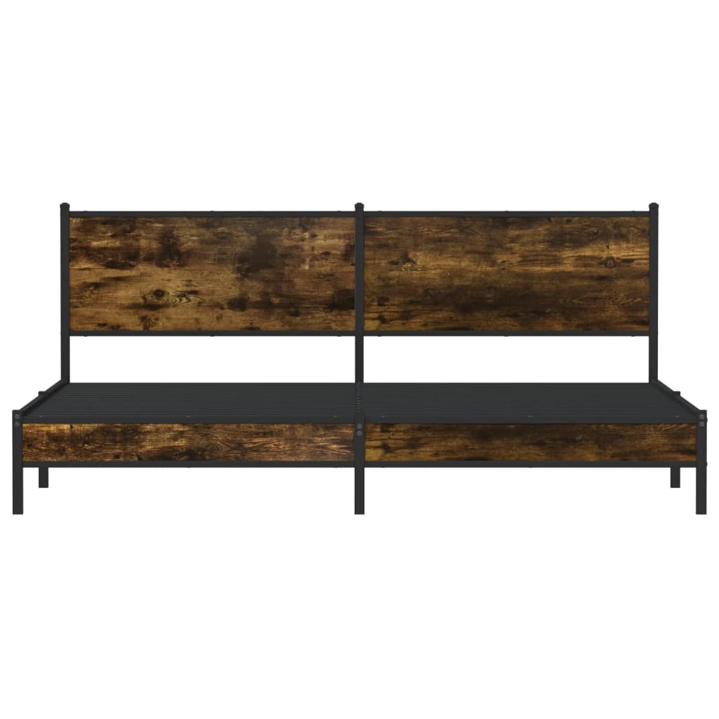 vidaXL Metal Bed Frame without Mattress Smoked Oak 200x200 cm