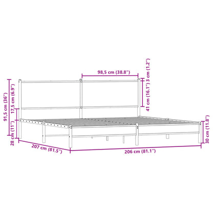 vidaXL Metal Bed Frame without Mattress Smoked Oak 200x200 cm