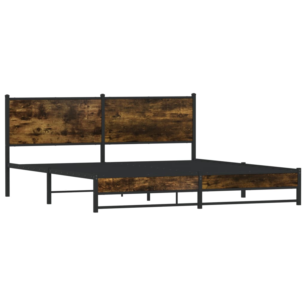 vidaXL Metal Bed Frame without Mattress Smoked Oak 183x213 cm