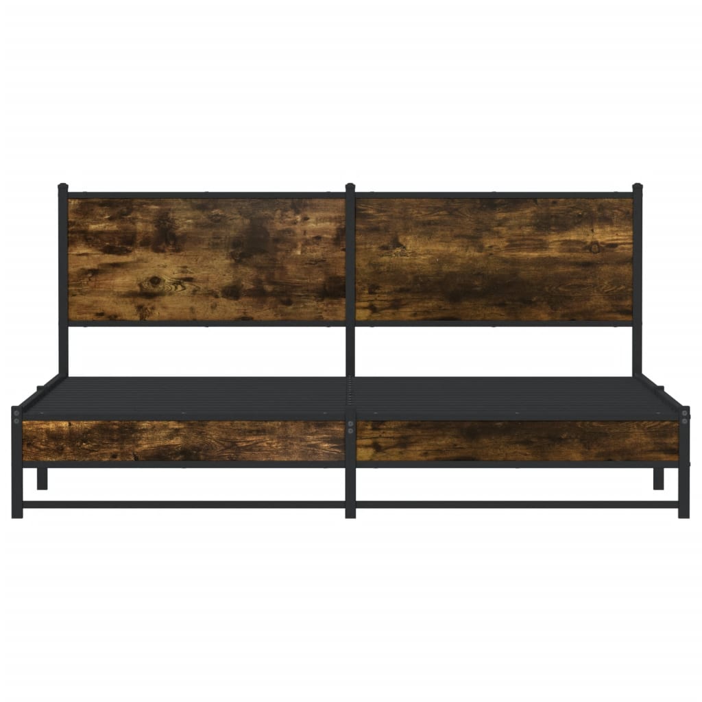 vidaXL Metal Bed Frame without Mattress Smoked Oak 183x213 cm