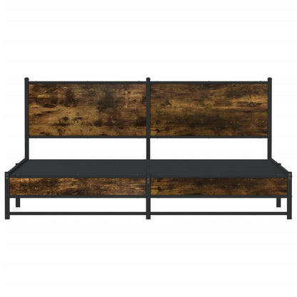 vidaXL Metal Bed Frame without Mattress Smoked Oak 183x213 cm
