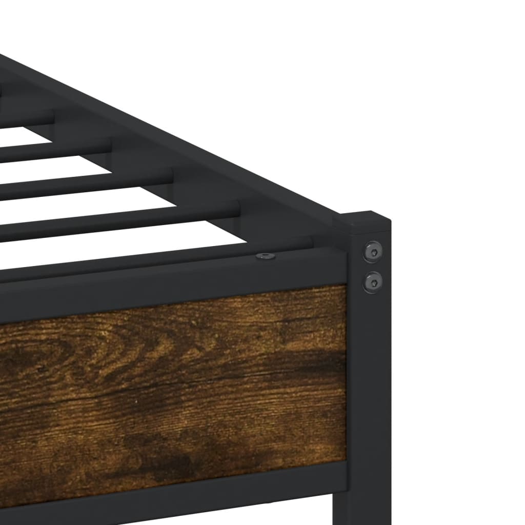 vidaXL Metal Bed Frame without Mattress Smoked Oak 183x213 cm