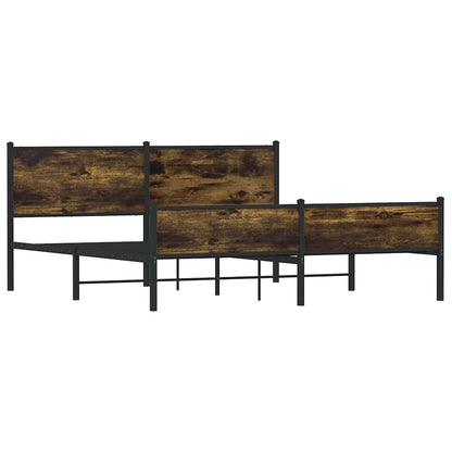 vidaXL Metal Bed Frame without Mattress Smoked Oak 160x200 cm