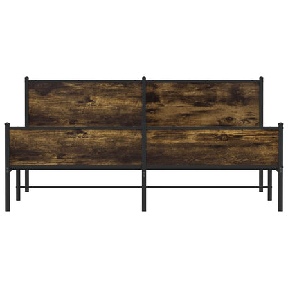 vidaXL Metal Bed Frame without Mattress Smoked Oak 160x200 cm