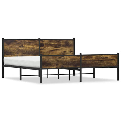 vidaXL Metal Bed Frame without Mattress Smoked Oak 180x200 cm Super King