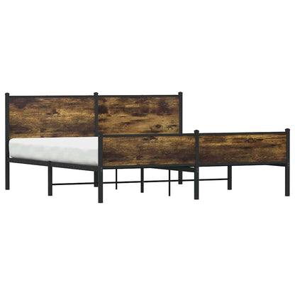 vidaXL Metal Bed Frame without Mattress Smoked Oak 180x200 cm Super King