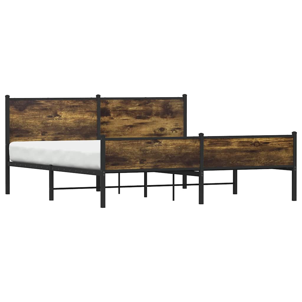 vidaXL Metal Bed Frame without Mattress Smoked Oak 183x213 cm