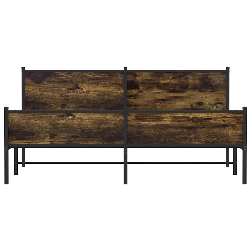 vidaXL Metal Bed Frame without Mattress Smoked Oak 183x213 cm