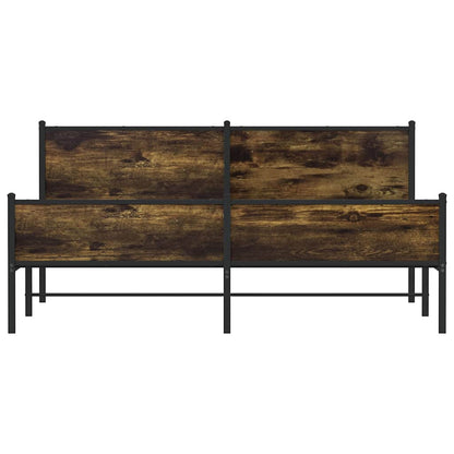 vidaXL Metal Bed Frame without Mattress Smoked Oak 183x213 cm