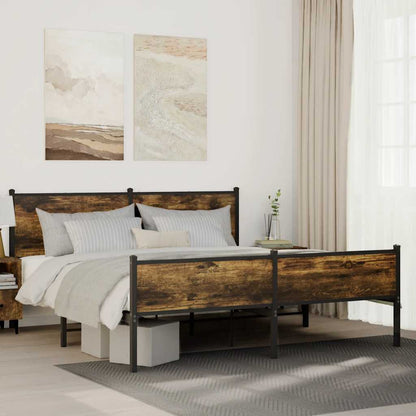 vidaXL Metal Bed Frame without Mattress Smoked Oak 183x213 cm