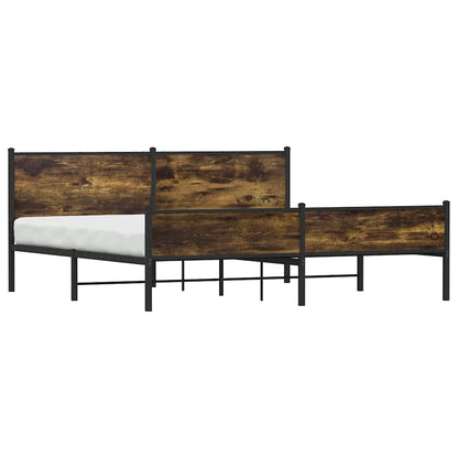 vidaXL Metal Bed Frame without Mattress Smoked Oak 193x203 cm