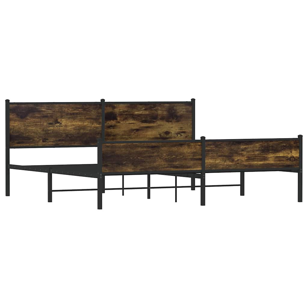vidaXL Metal Bed Frame without Mattress Smoked Oak 193x203 cm