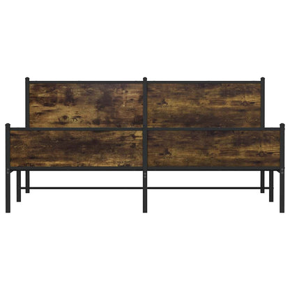 vidaXL Metal Bed Frame without Mattress Smoked Oak 193x203 cm