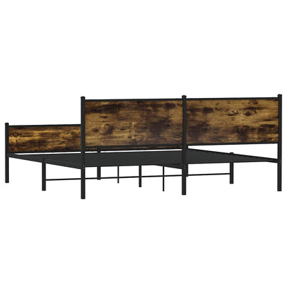 vidaXL Metal Bed Frame without Mattress Smoked Oak 193x203 cm