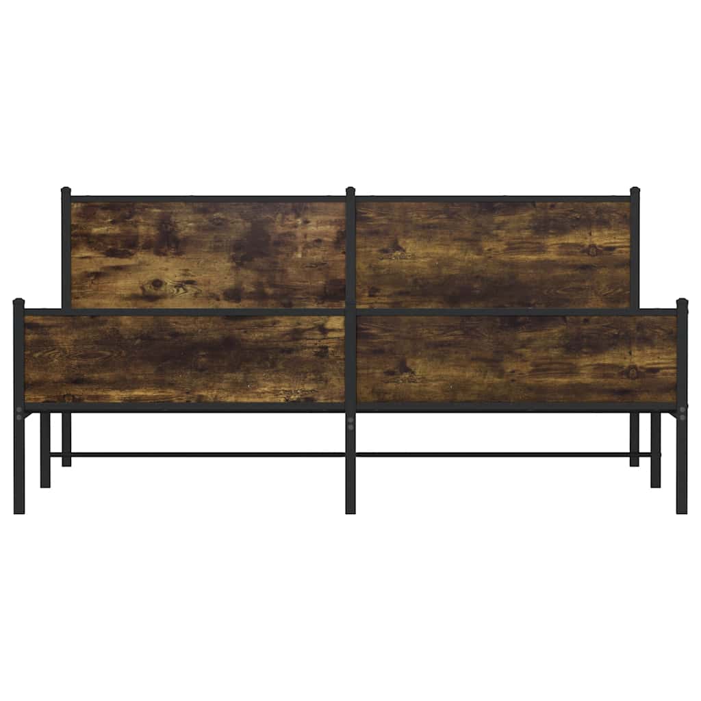 vidaXL Metal Bed Frame without Mattress Smoked Oak 200x200 cm