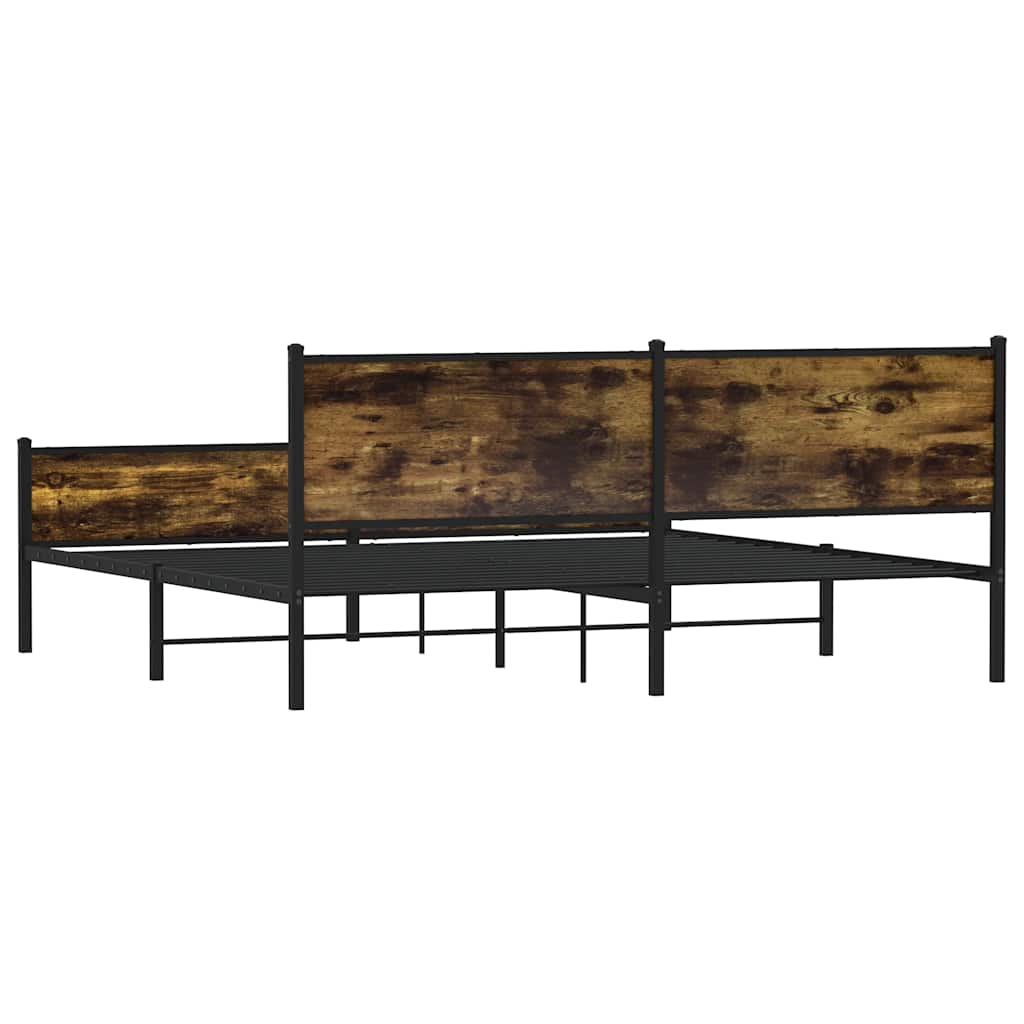 vidaXL Metal Bed Frame without Mattress Smoked Oak 200x200 cm
