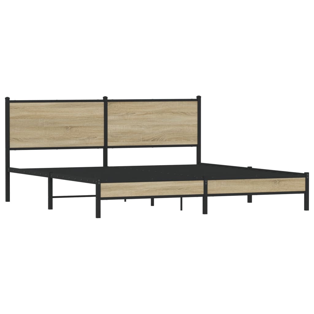 vidaXL Metal Bed Frame without Mattress Sonoma Oak 180x200 cm Super King