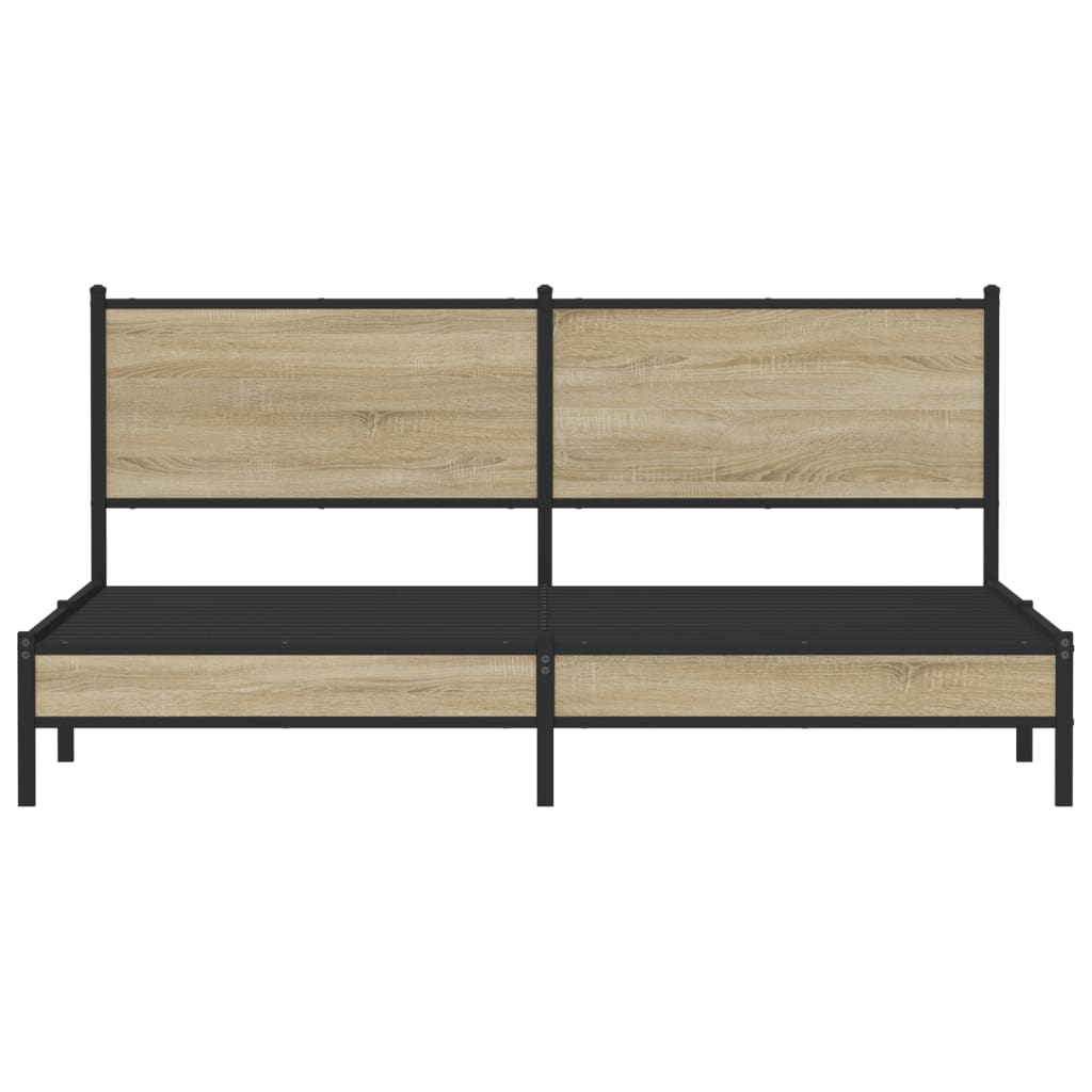 vidaXL Metal Bed Frame without Mattress Sonoma Oak 180x200 cm Super King