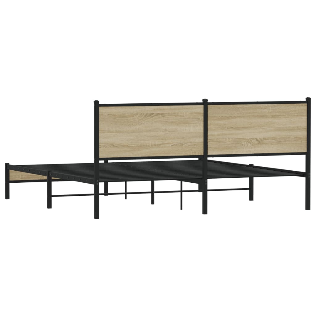 vidaXL Metal Bed Frame without Mattress Sonoma Oak 180x200 cm Super King
