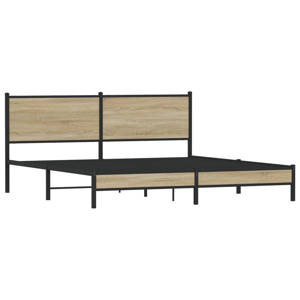 vidaXL Metal Bed Frame without Mattress Sonoma Oak 183x213 cm