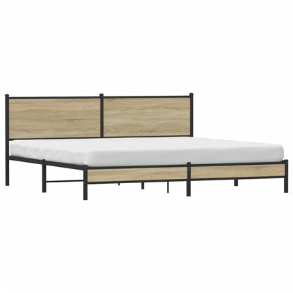vidaXL Metal Bed Frame without Mattress Sonoma Oak 193x203 cm