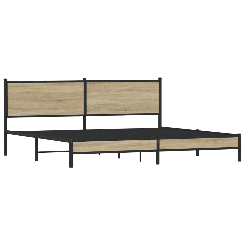 vidaXL Metal Bed Frame without Mattress Sonoma Oak 193x203 cm