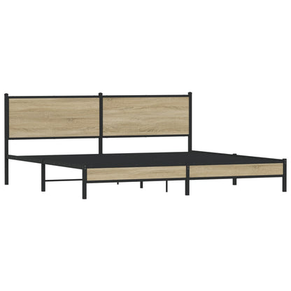 vidaXL Metal Bed Frame without Mattress Sonoma Oak 193x203 cm
