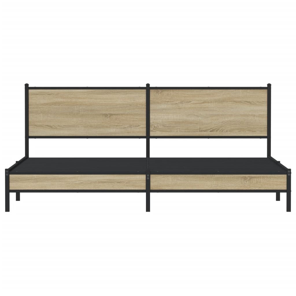 vidaXL Metal Bed Frame without Mattress Sonoma Oak 193x203 cm