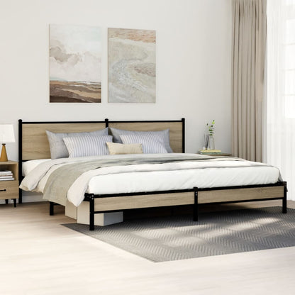 vidaXL Metal Bed Frame without Mattress Sonoma Oak 193x203 cm