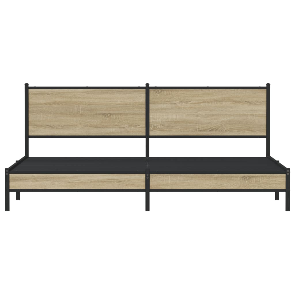 vidaXL Metal Bed Frame without Mattress Sonoma Oak 200x200 cm