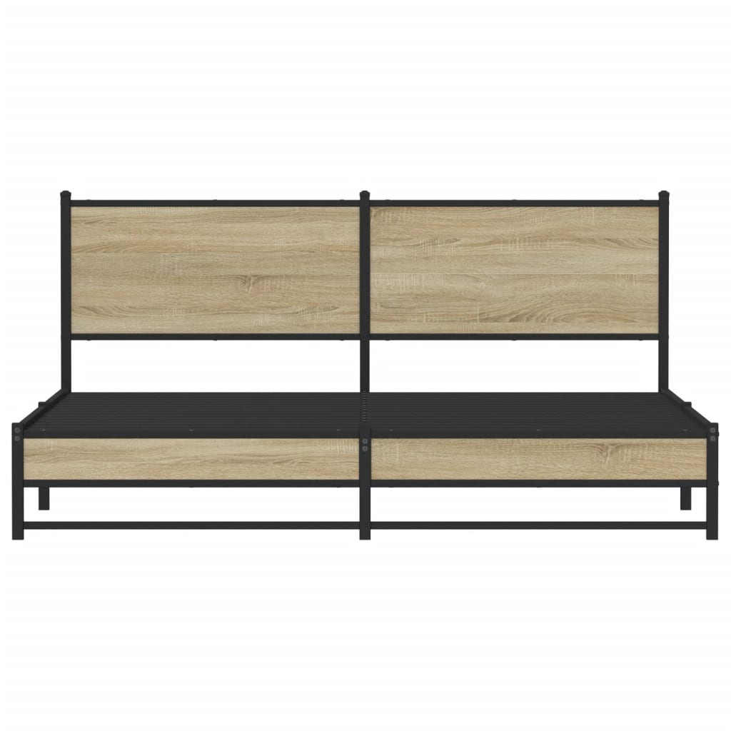 vidaXL Metal Bed Frame without Mattress Sonoma Oak 180x200 cm Super King