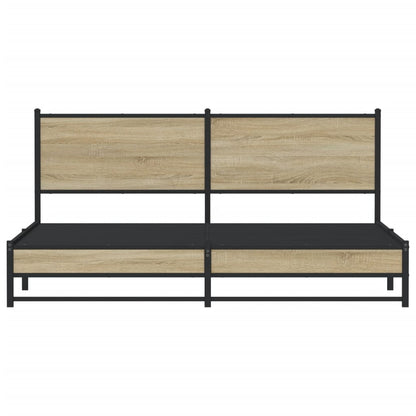 vidaXL Metal Bed Frame without Mattress Sonoma Oak 180x200 cm Super King