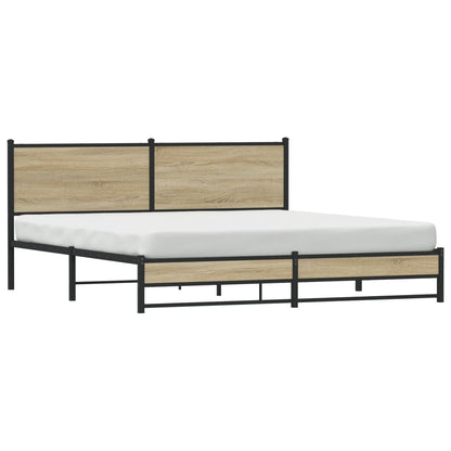 vidaXL Metal Bed Frame without Mattress Sonoma Oak 183x213 cm