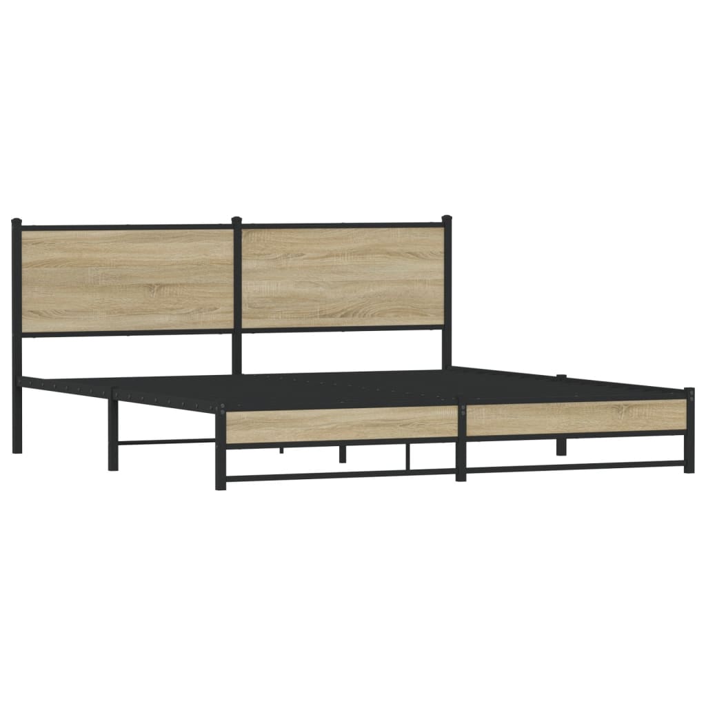 vidaXL Metal Bed Frame without Mattress Sonoma Oak 183x213 cm