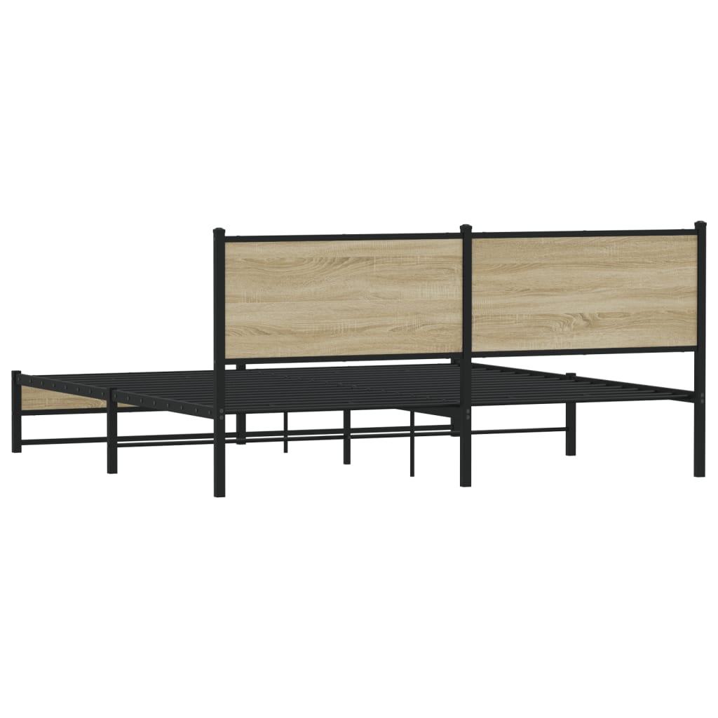 vidaXL Metal Bed Frame without Mattress Sonoma Oak 183x213 cm
