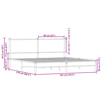 vidaXL Metal Bed Frame without Mattress Sonoma Oak 183x213 cm