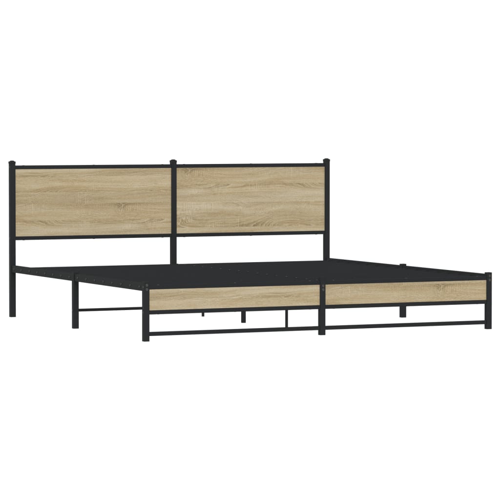 vidaXL Metal Bed Frame without Mattress Sonoma Oak 193x203 cm