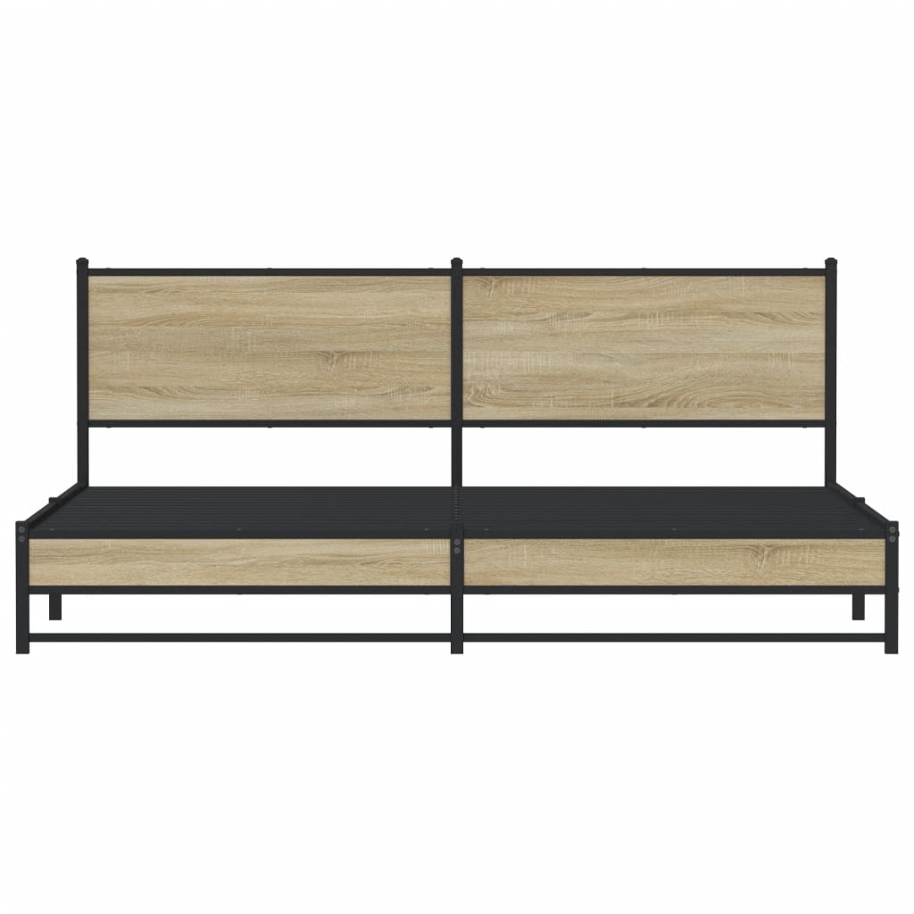 vidaXL Metal Bed Frame without Mattress Sonoma Oak 193x203 cm