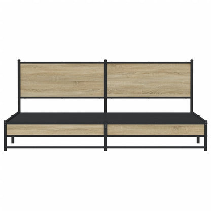 vidaXL Metal Bed Frame without Mattress Sonoma Oak 193x203 cm