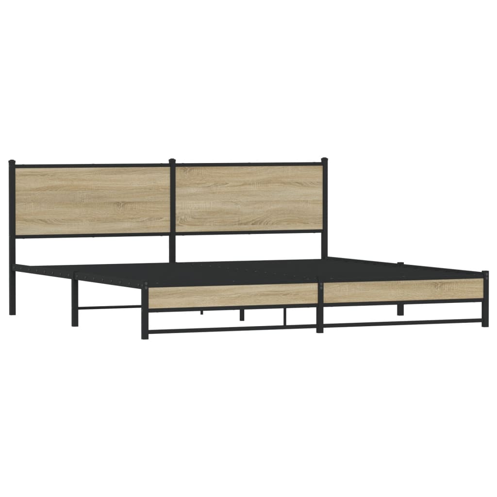vidaXL Metal Bed Frame without Mattress Sonoma Oak 200x200 cm
