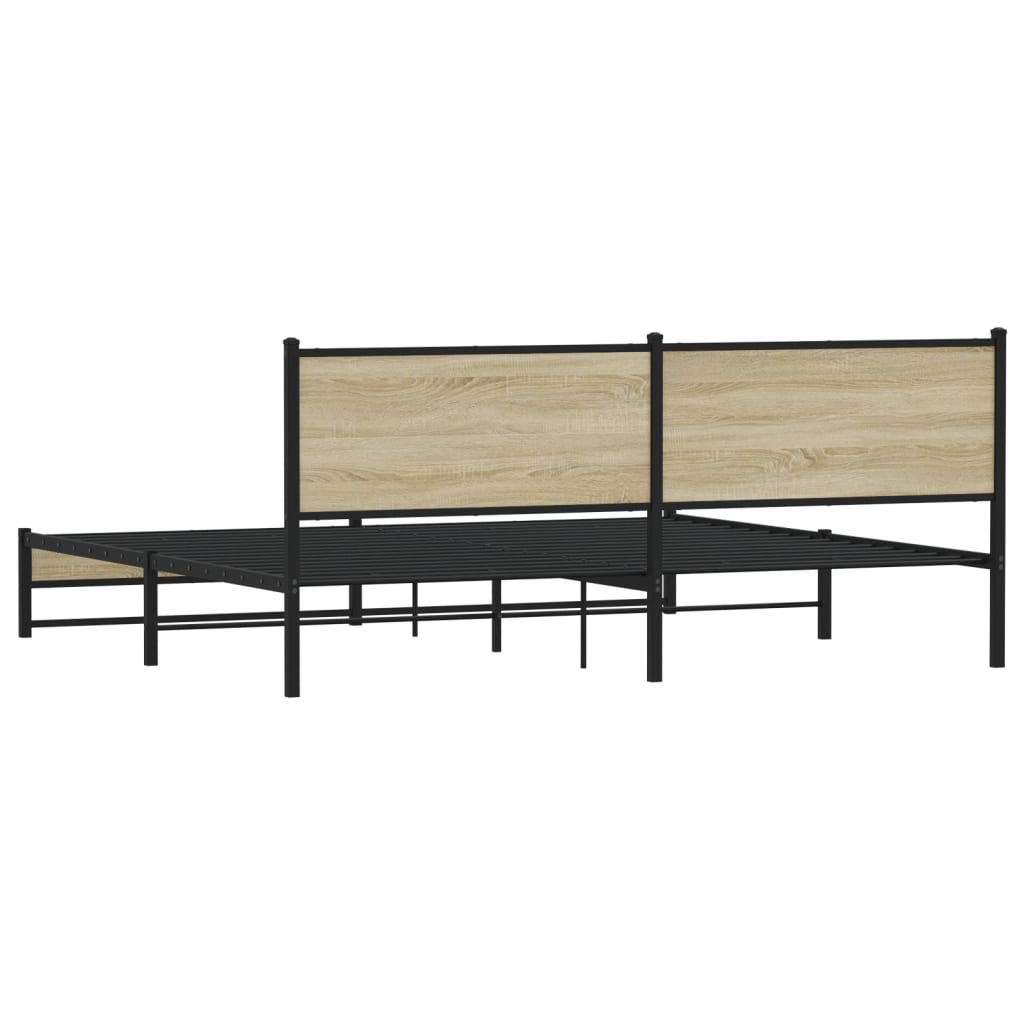 vidaXL Metal Bed Frame without Mattress Sonoma Oak 200x200 cm